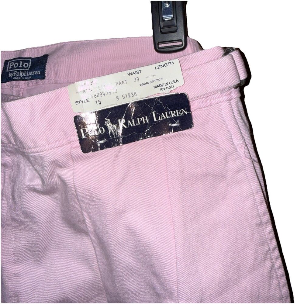 Vintage Polo Ralph Lauren Pink Pleated Palm Desert Pant Ivy League NOS 33x36 - Picture 6 of 16